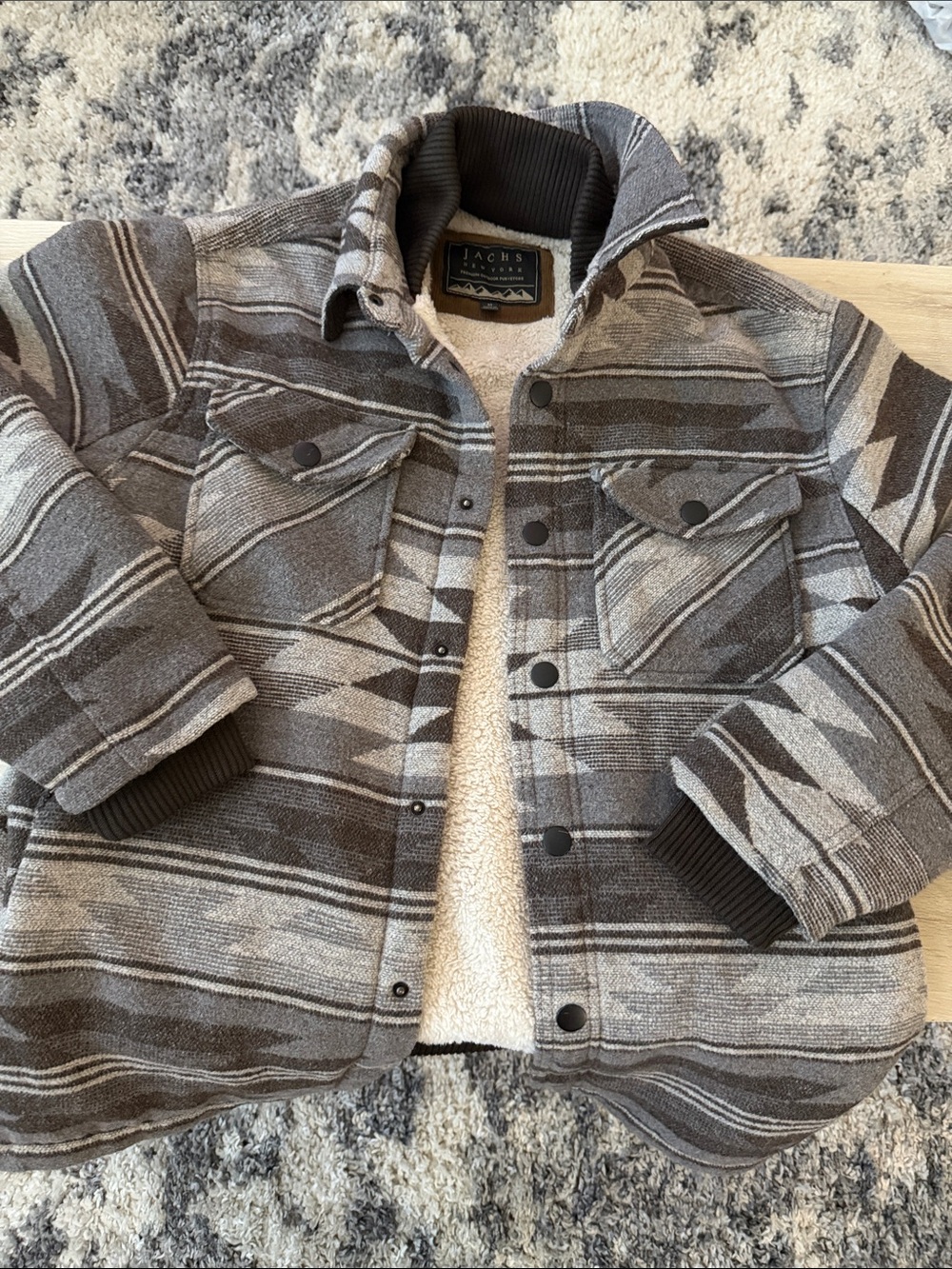 Jachs Brown & Cream Patterned Sherpa Jacket